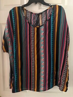 BloomChic Multicolor Geometric Stripe Top